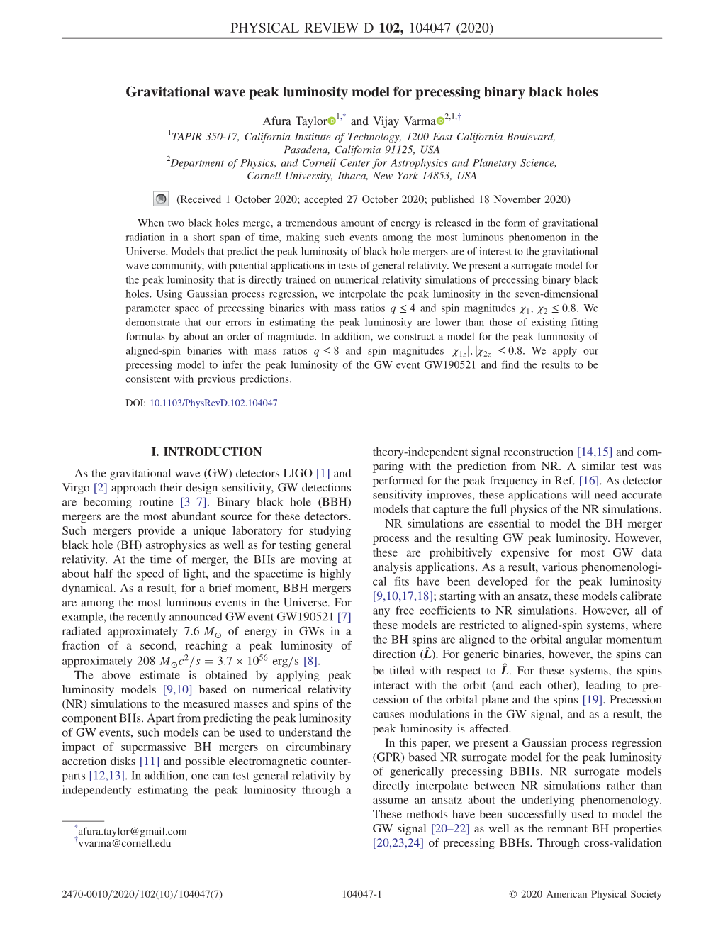 Gravitational Wave Peak Luminosity Model for Precessing Binary Black Holes