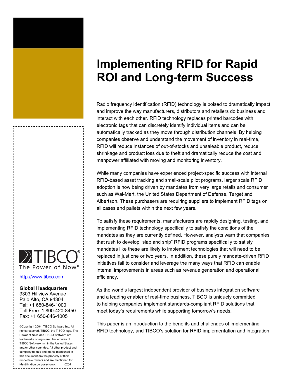 TIBCO RFID White Paper