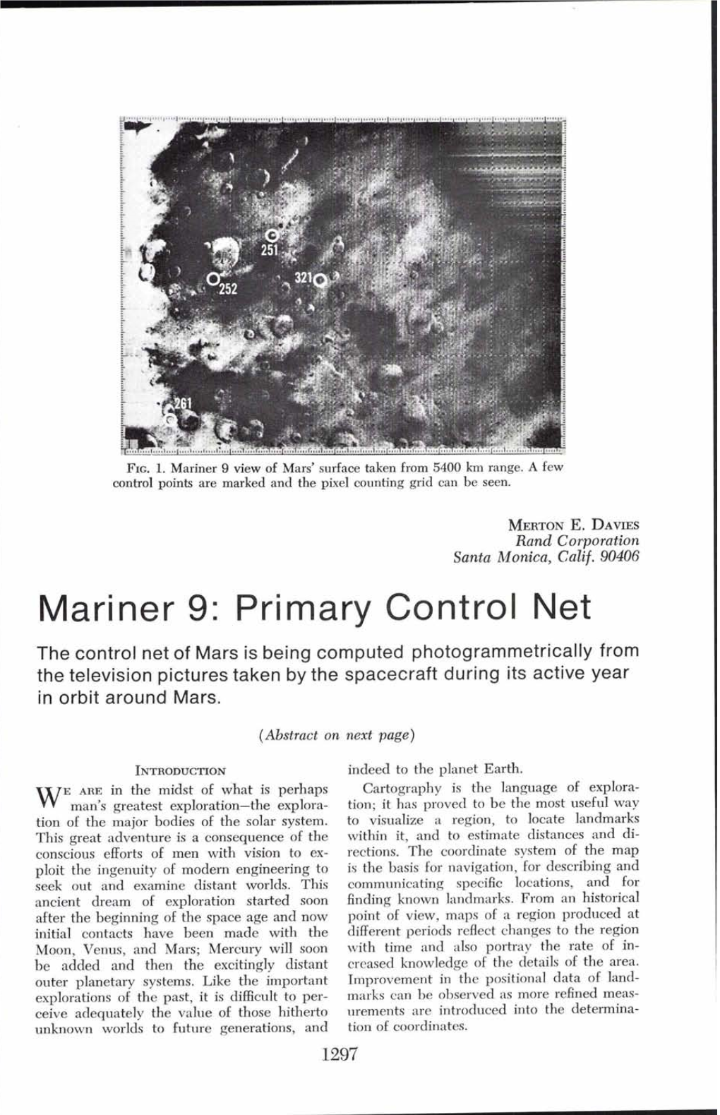 Mariner 9 View of Mars' Surface Taken from 5400 Km Range