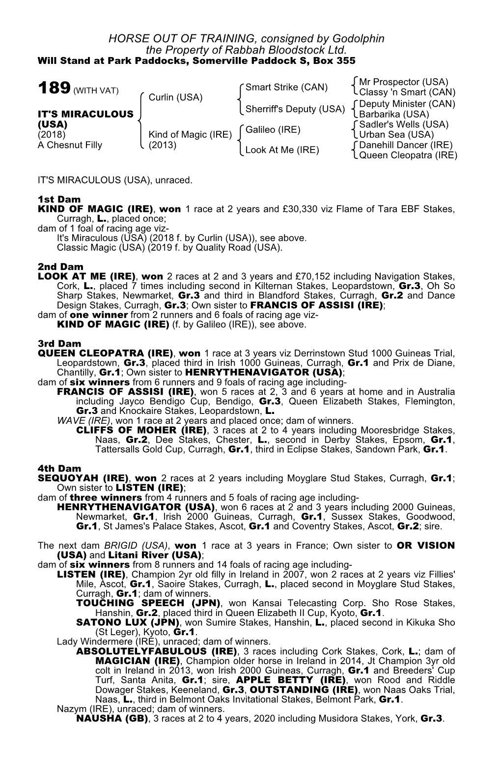 HORSE out of TRAINING, Consigned by Godolphin the Property of Rabbah Bloodstock Ltd