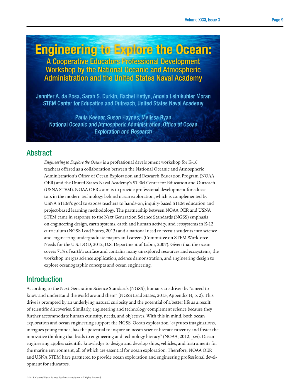 Engineering to Explore the Ocean