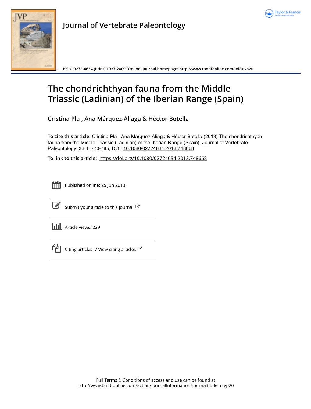 The Chondrichthyan Fauna from the Middle Triassic (Ladinian) of the Iberian Range (Spain)