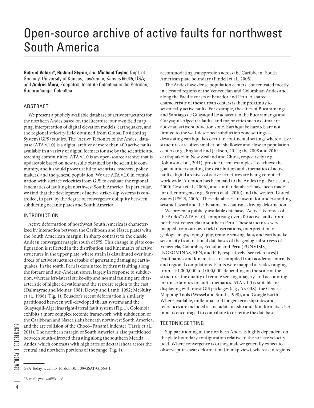 Open-Source Archive of Active Faults for Northwest South America