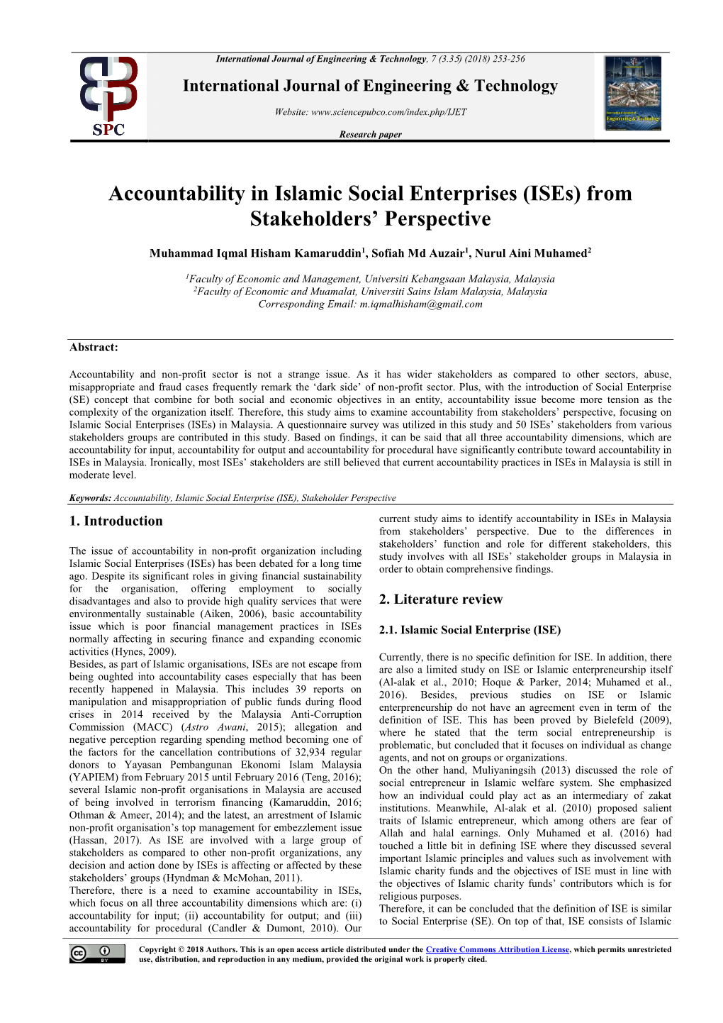 Accountability in Islamic Social Enterprises (Ises) from Stakeholders’ Perspective