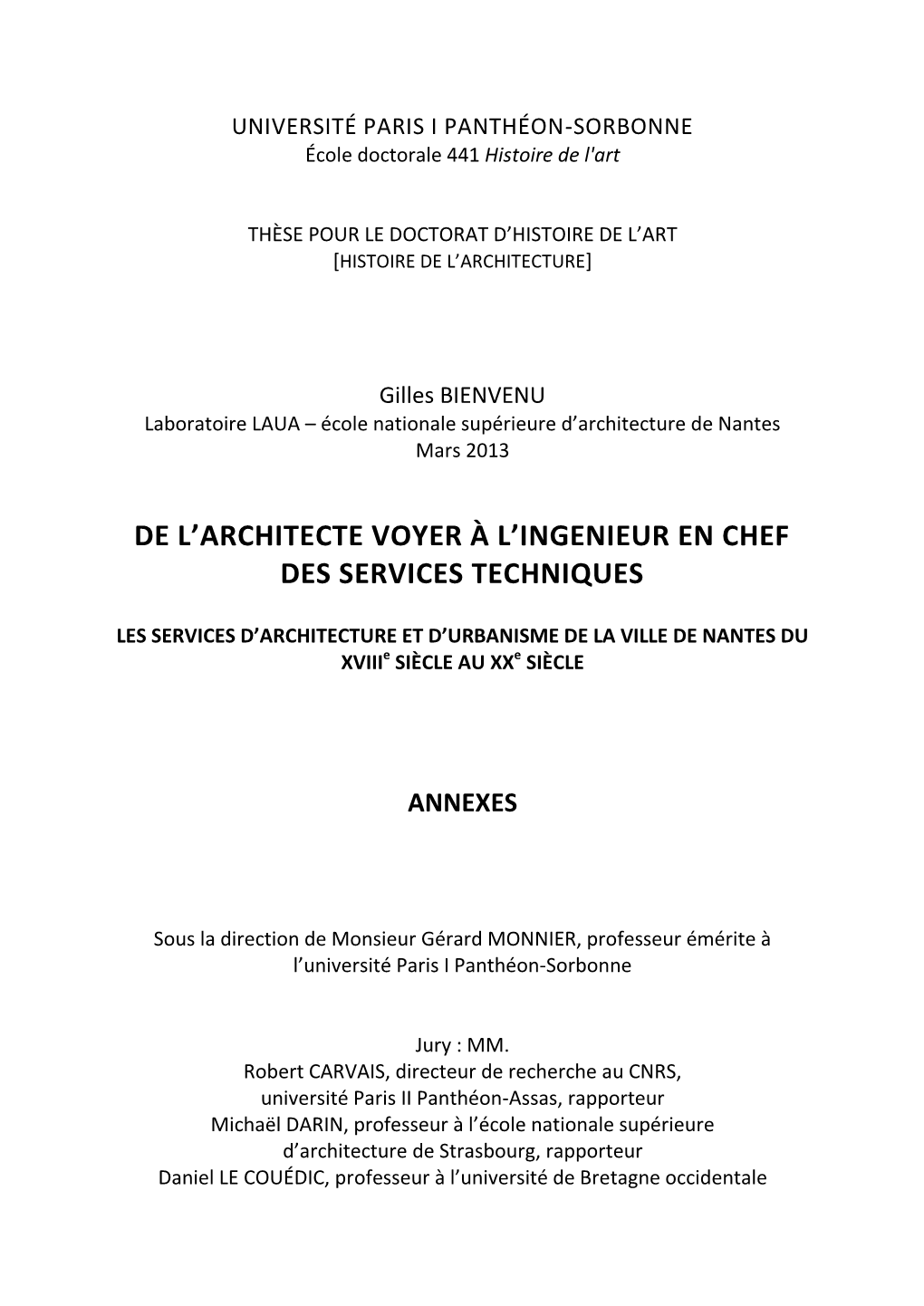 De L'architecte Voyer À L'ingenieur En Chef Des Services Techniques