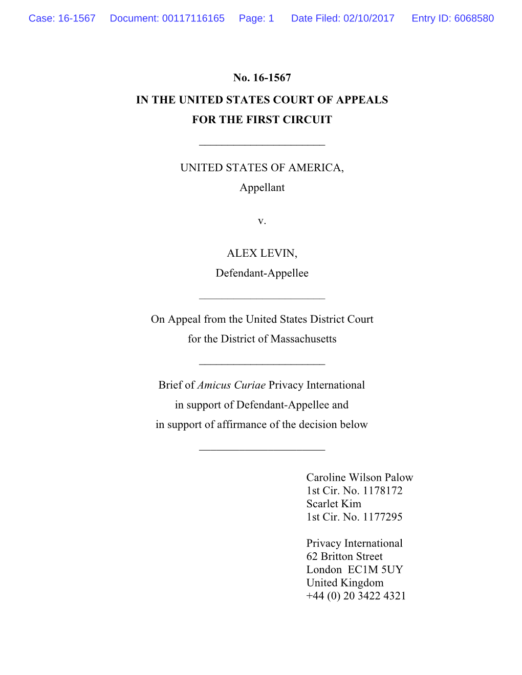 U.S. V. Levin Amicus Brief