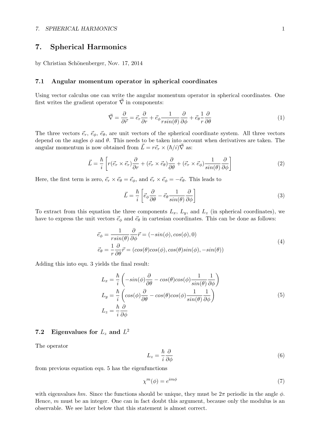 7. Spherical Harmonics 1