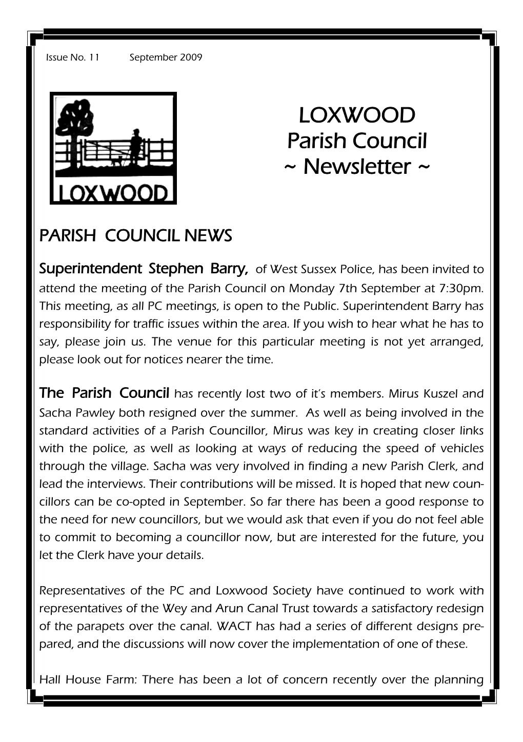 LOXWOOD Parish Council ~ Newsletter ~