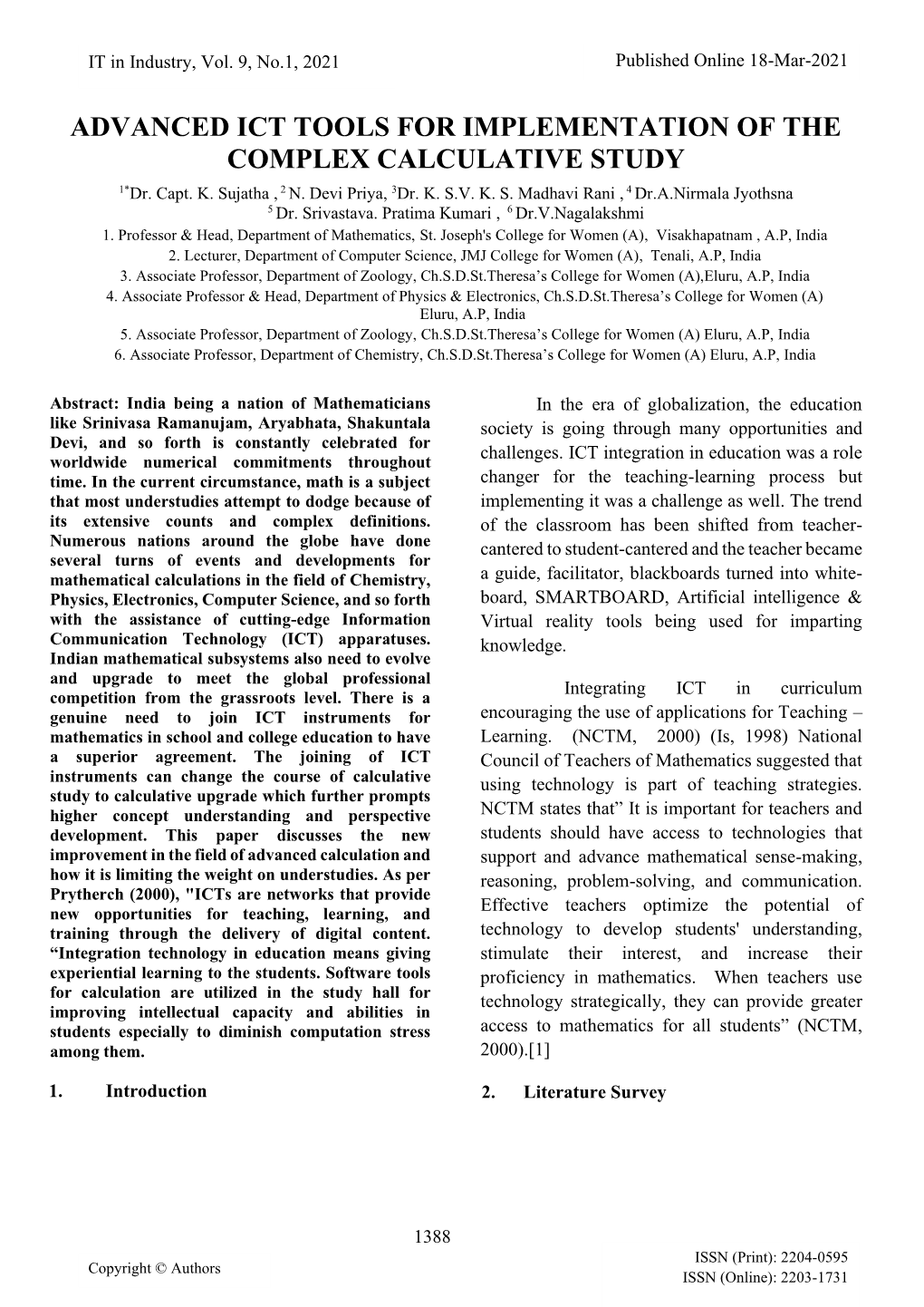 Advanced Ict Tools for Implementation of the Complex Calculative Study