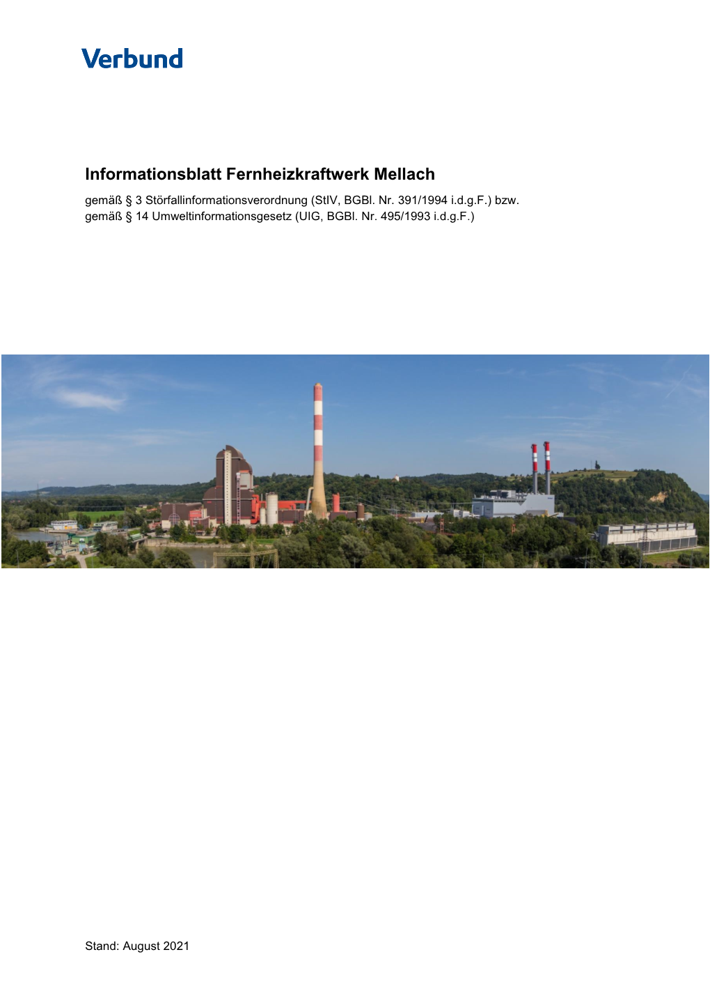 Informationsblatt Fernheizkraftwerk Mellach Gemäß § 3 Störfallinformationsverordnung (Stiv, Bgbl
