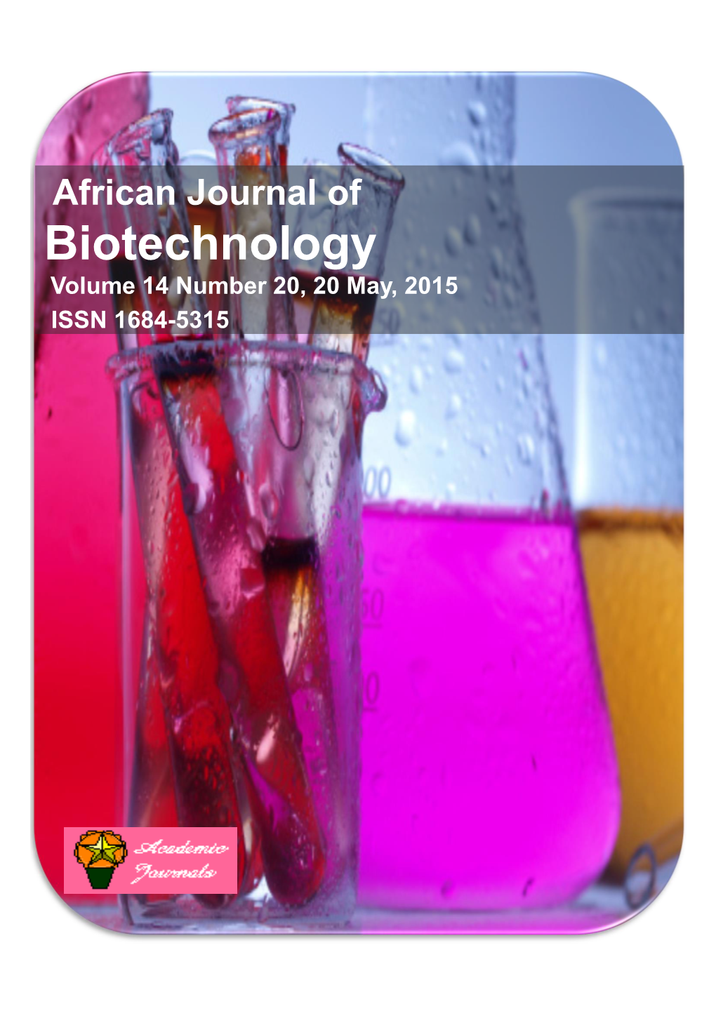 Biotechnology Volume 14 Number 20, 20 May, 2015 ISSN 1684-5315