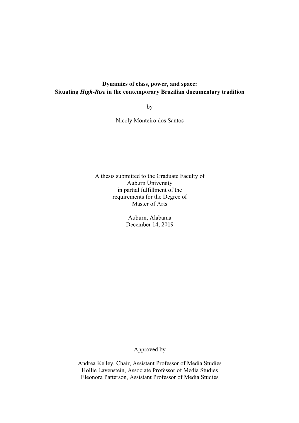 Dynamics of Class, Power, and Space: Situating High-Rise in the Contemporary Brazilian Documentary Tradition