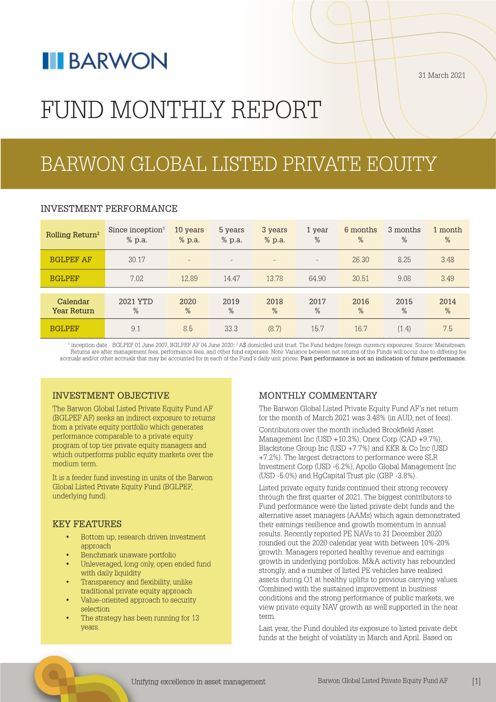 Fund Monthly Report