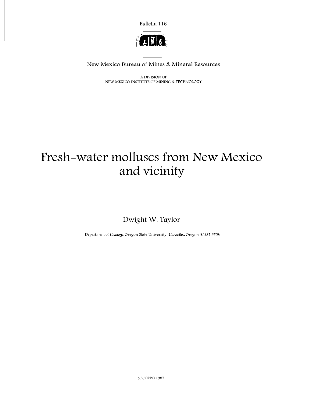 Fresh-Water Molluscs from New Mexico and Vicinity