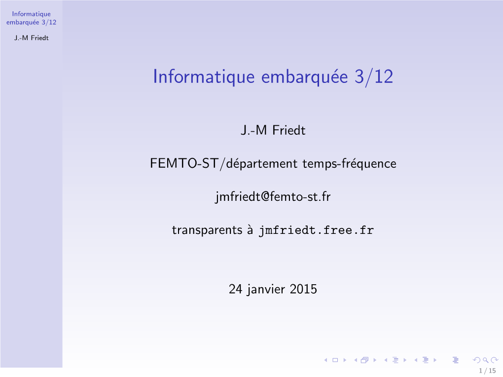 Informatique Embarquée 3/12