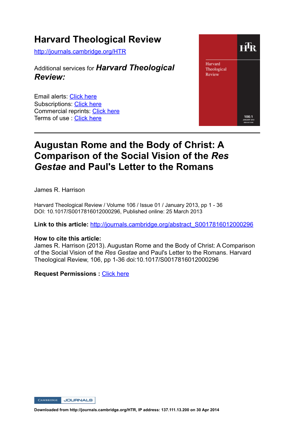 Res Gestae and Paul's Letter to the Romans
