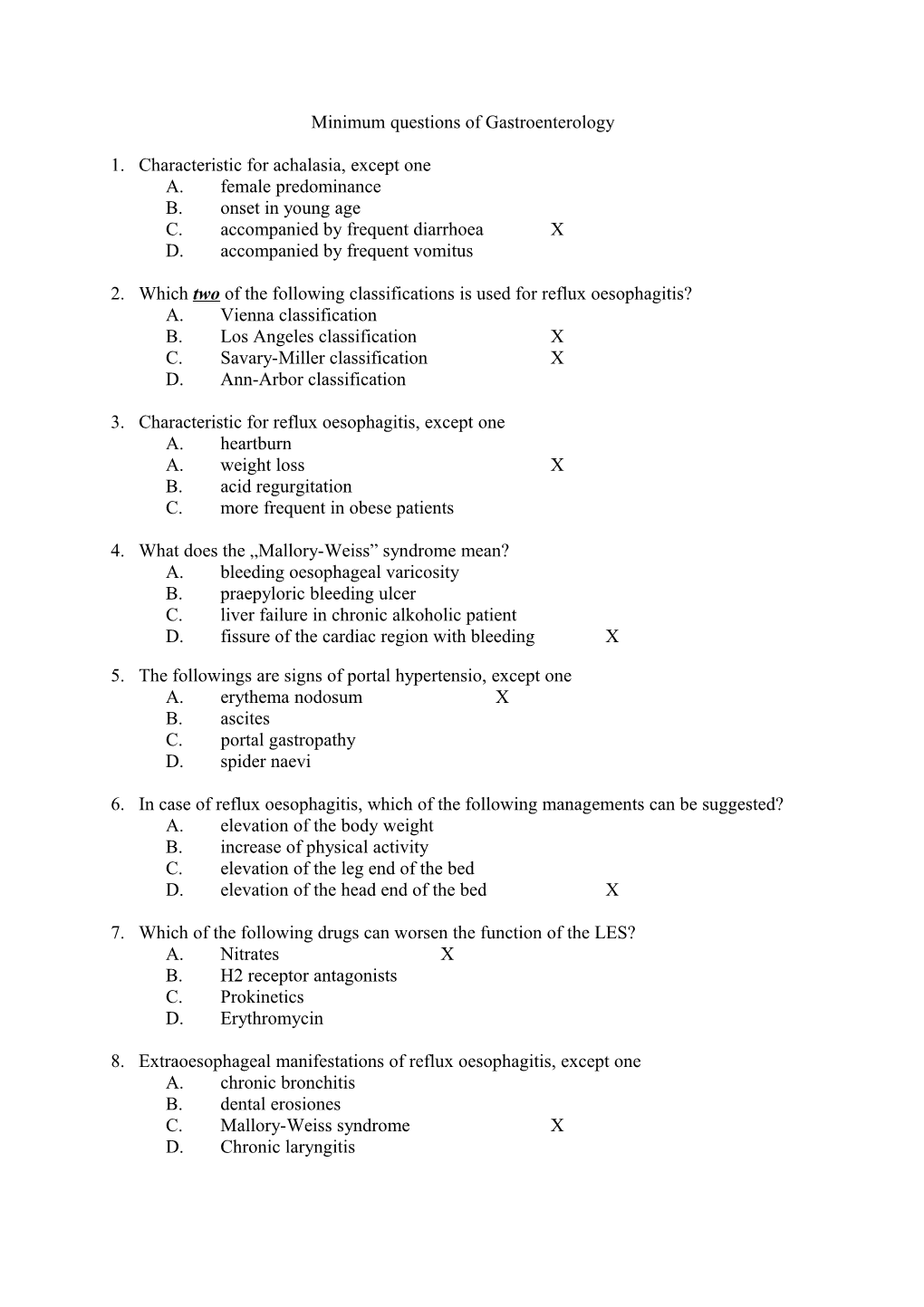 Minimum Questions of Gastroenterology