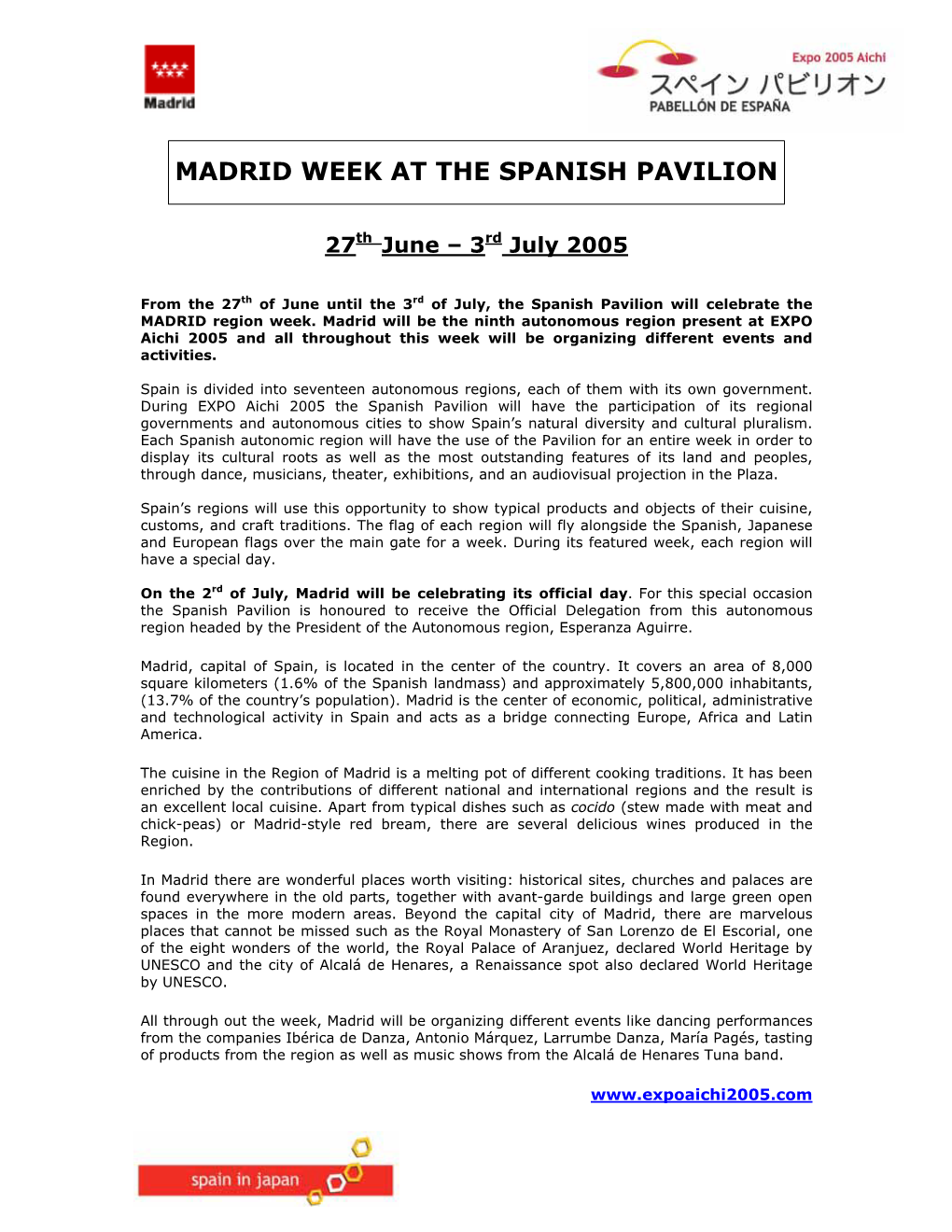 Madrid Week at the Spanish Pavilion
