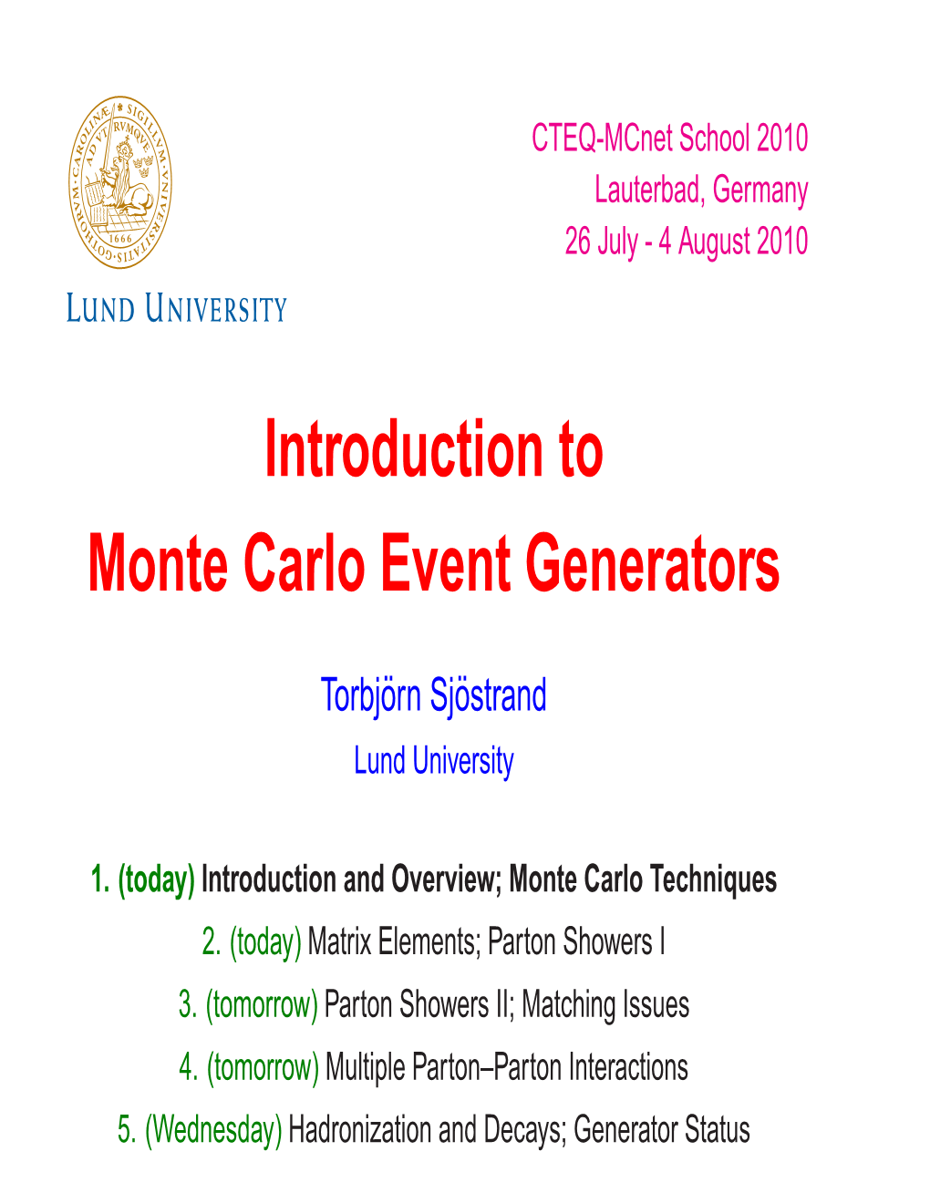 Introduction to Monte Carlo Event Generators