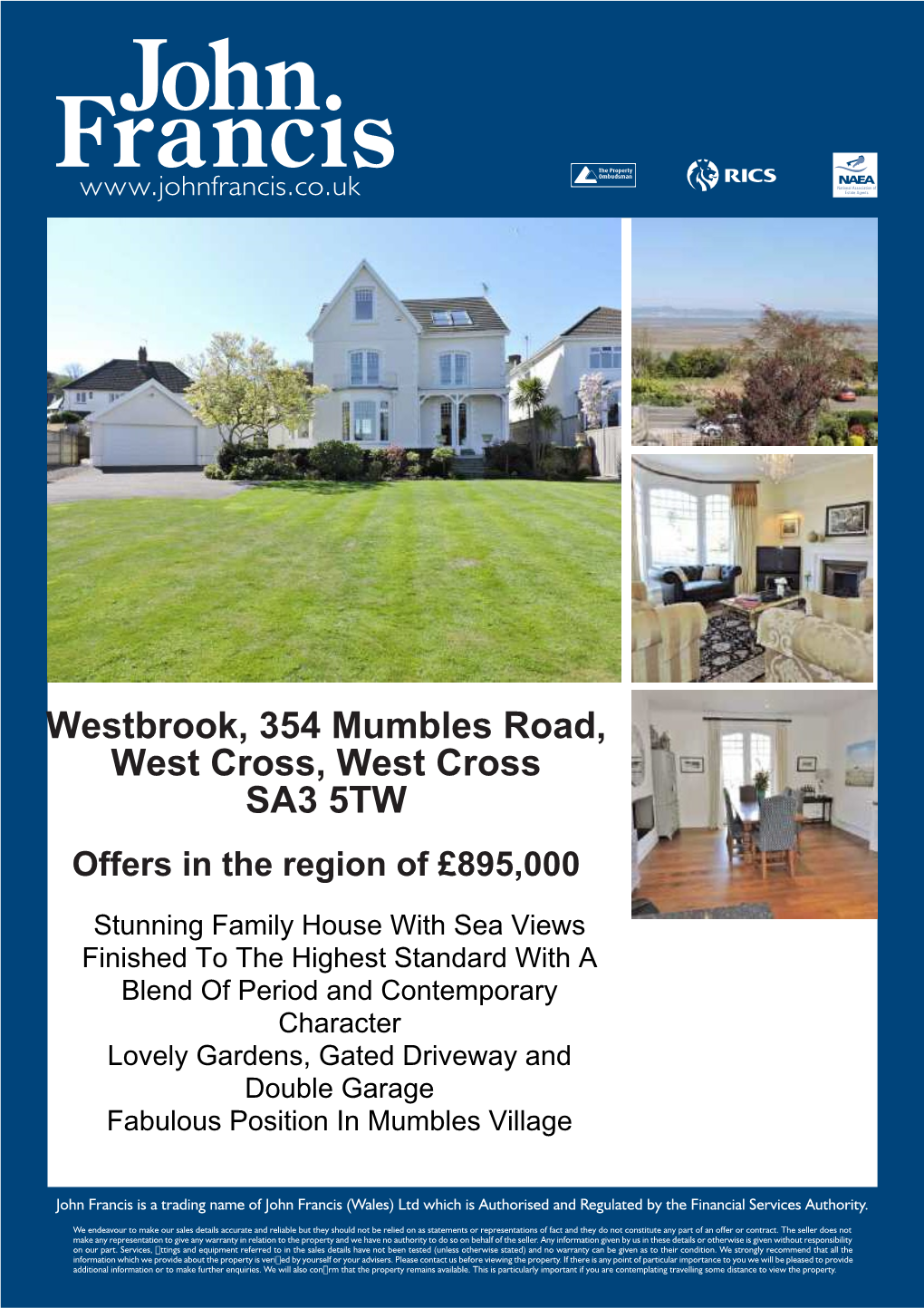 Westbrook, 354 Mumbles Road, West Cross, West Cross SA3 5TW Offers in the Region of £895,000