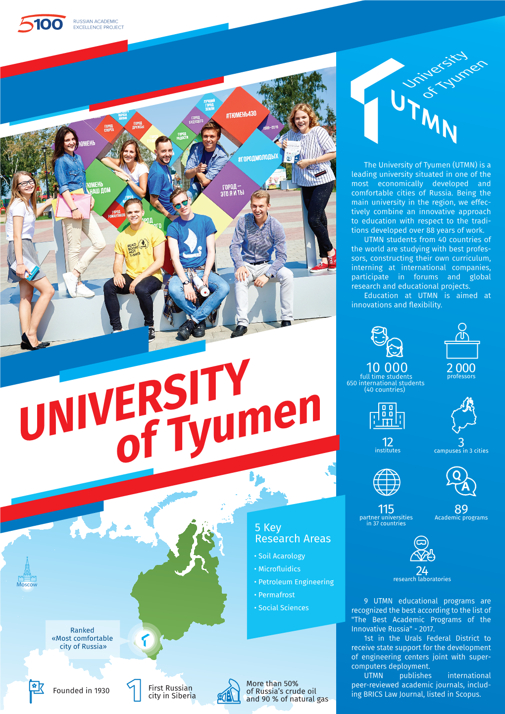 University of Tyumen (UTMN) Is a Leading University Situated in One of the Most Economically Developed and Comfortable Cities of Russia