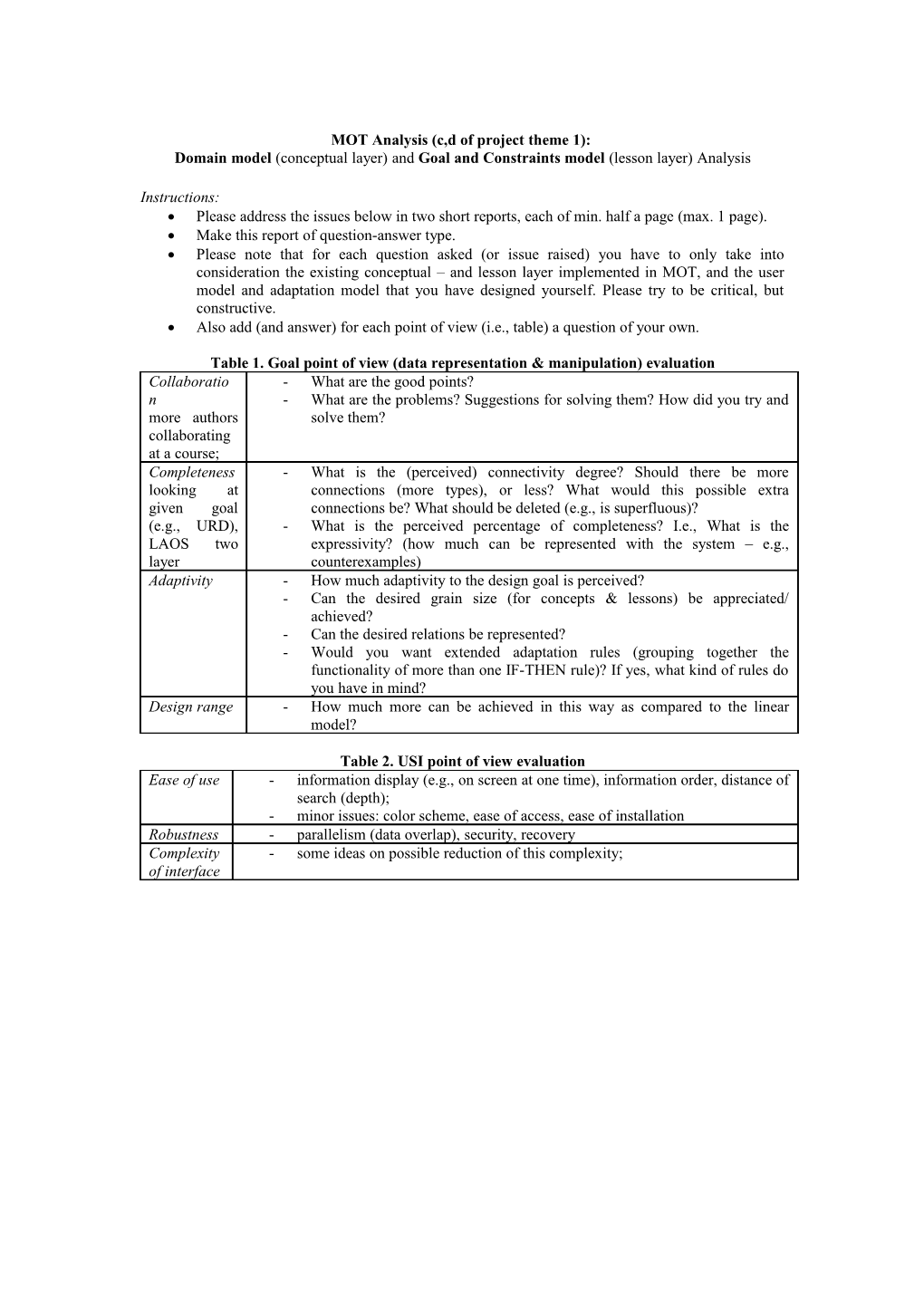 MOT Analysis (C,D of Project Theme 1)