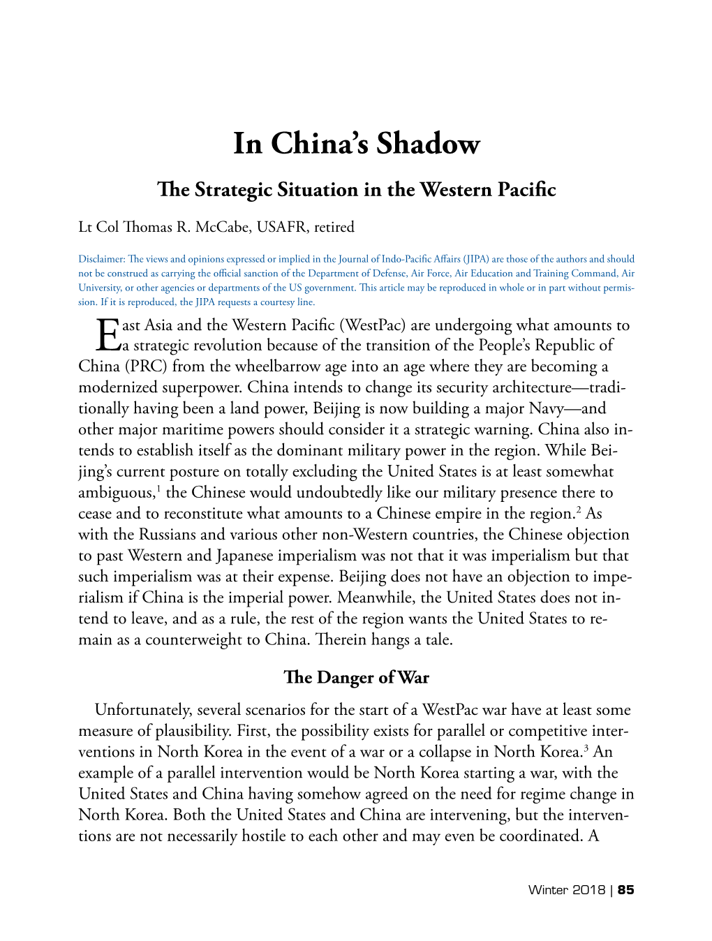 In China's Shadow