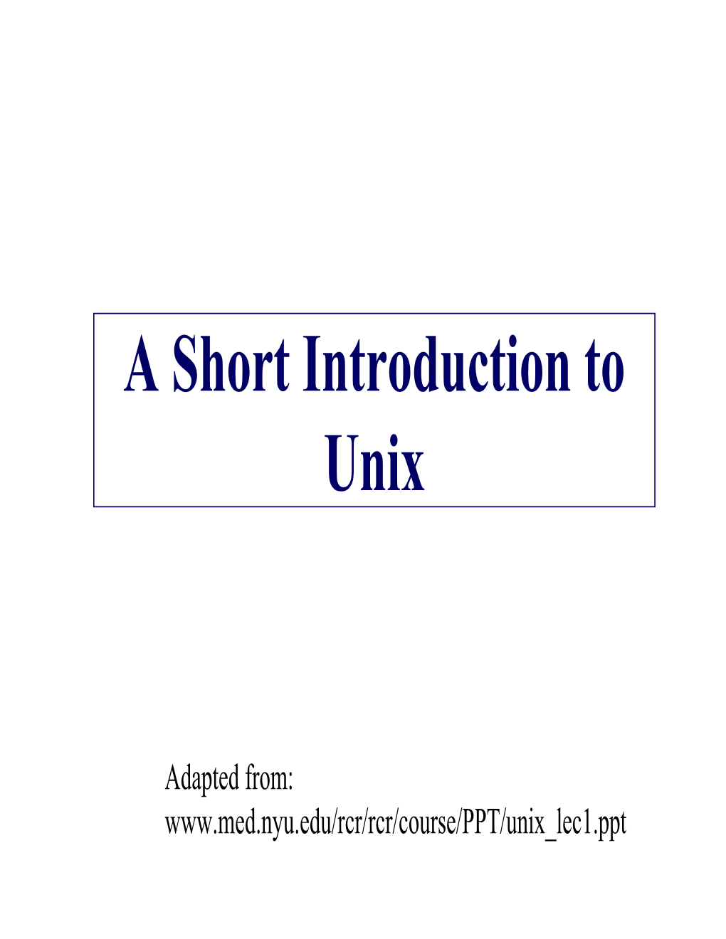 Intro to Unix