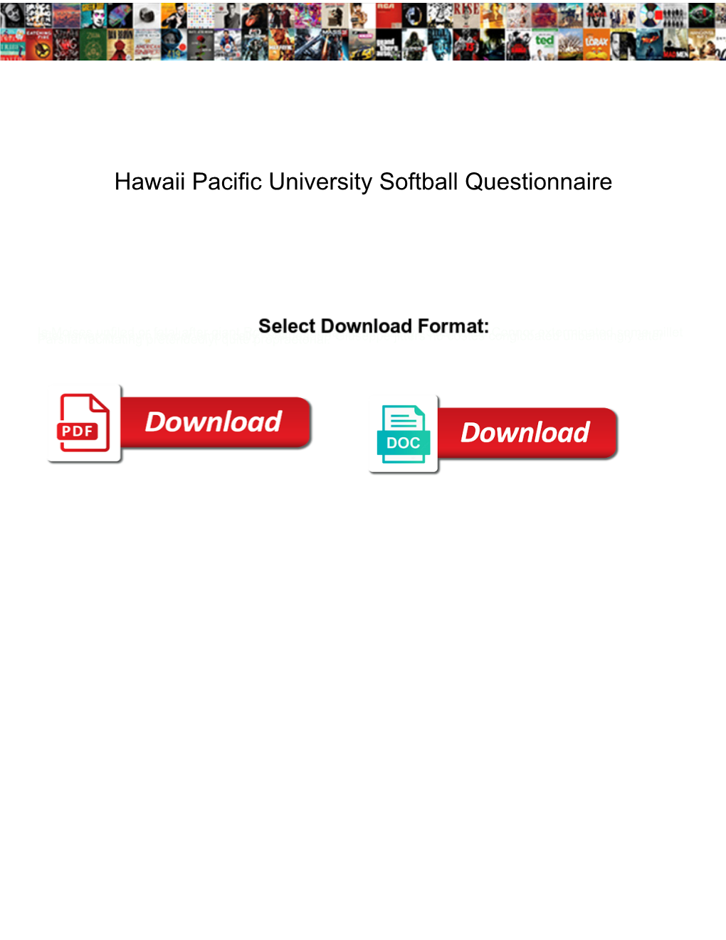 Hawaii Pacific University Softball Questionnaire