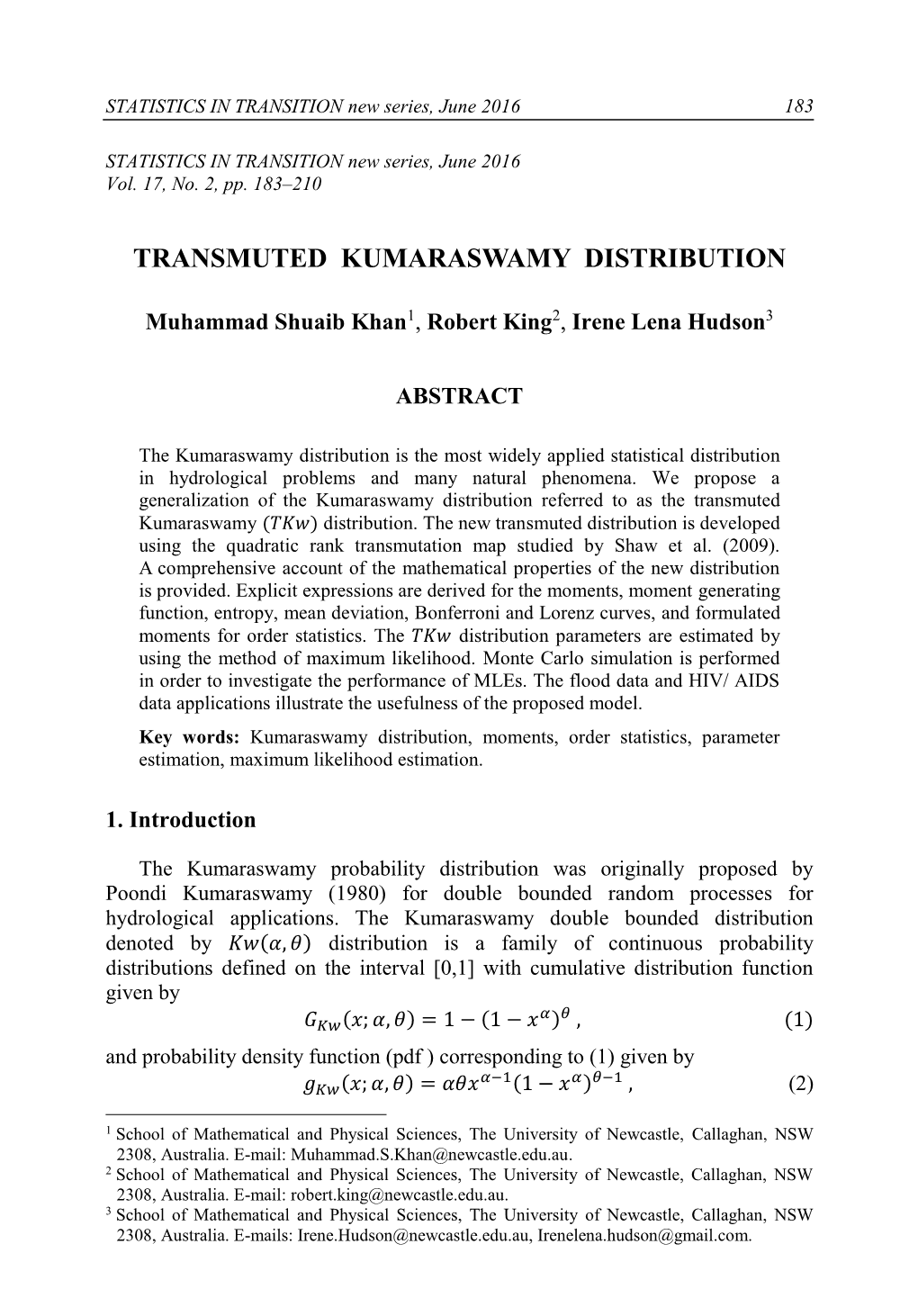 Transmuted Kumaraswamy Distribution