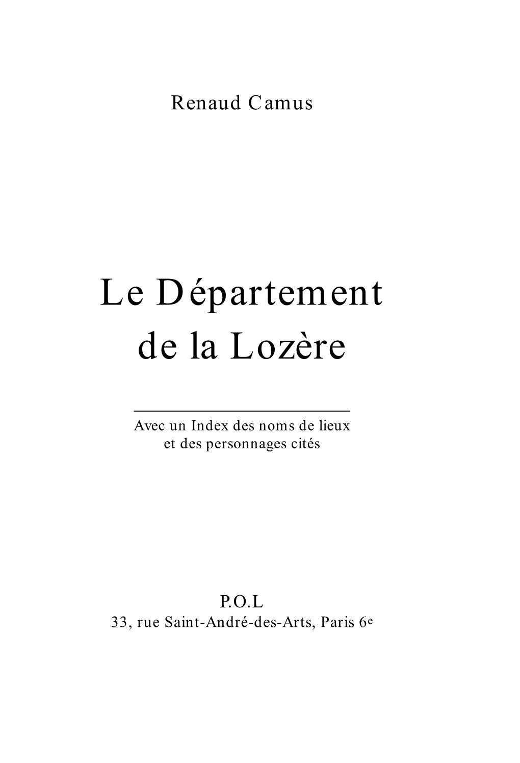 Le Département De La Lozère