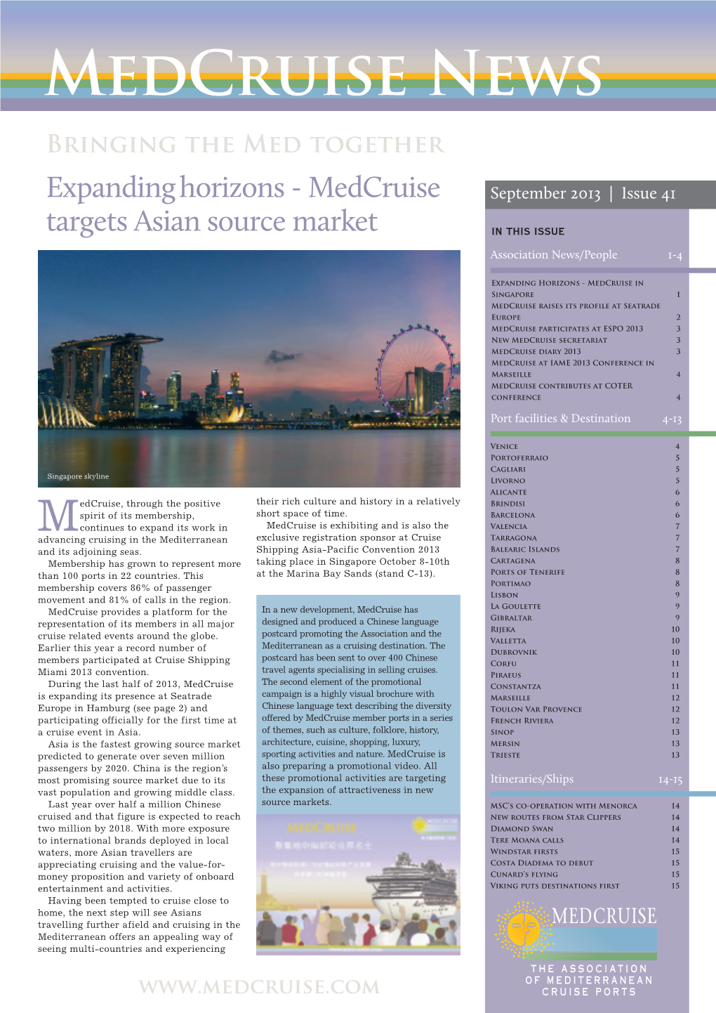 MEDCRUISE Newsletter Issue 41 Sept 13 06/09/2013 14:46 Page 1 Medcruise News