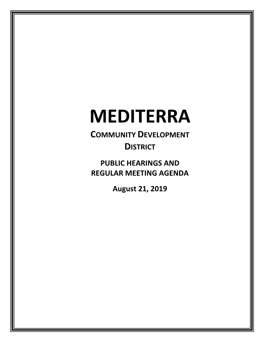 Mediterra CDD August 21, 2019 Meeting Agenda