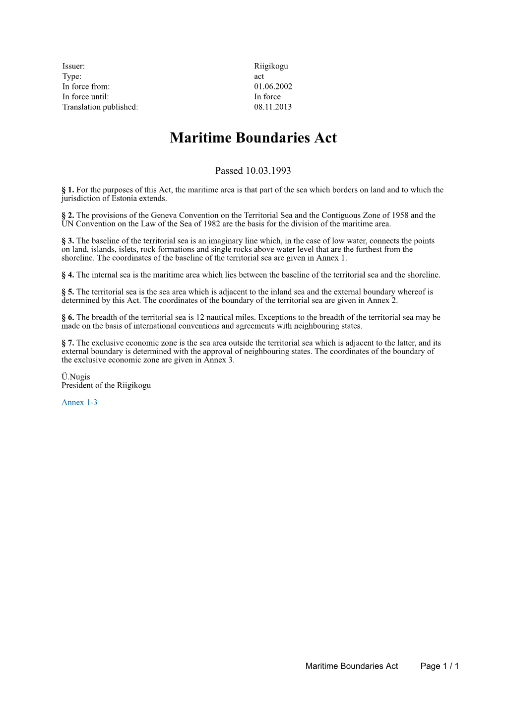 Maritime Boundaries Act