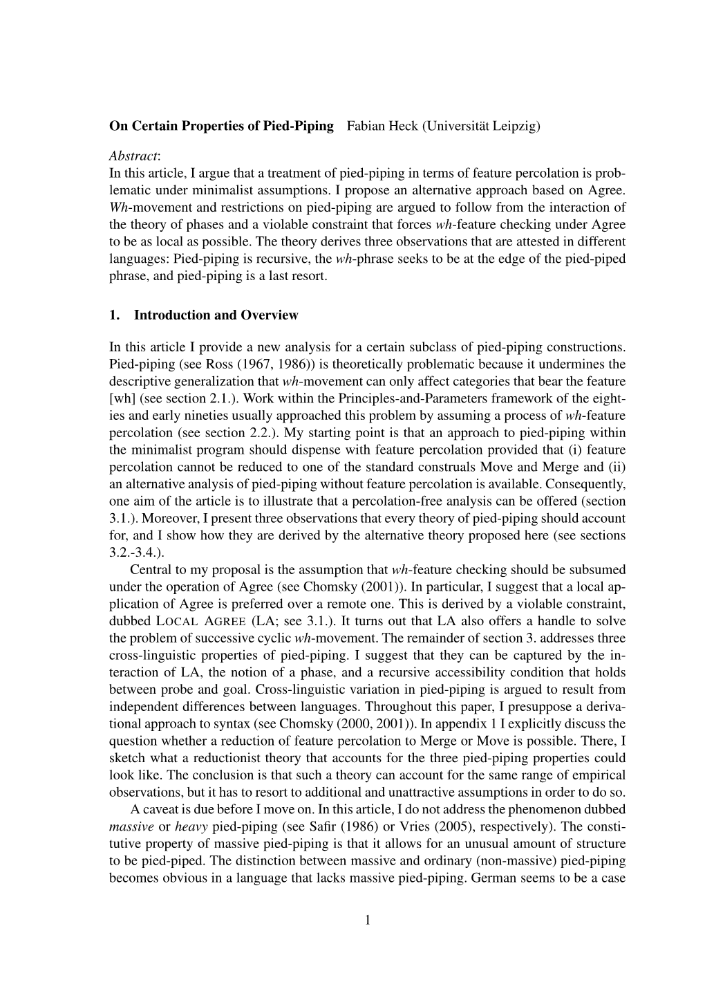 On Certain Properties of Pied-Piping Fabian Heck (Universität Leipzig)