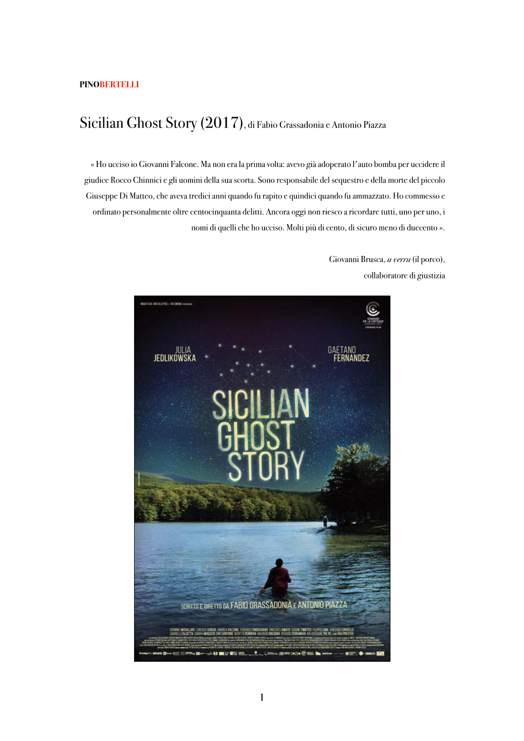 Sicilian Ghost Story (2017), Di Fabio Grassadonia E Antonio Piazza