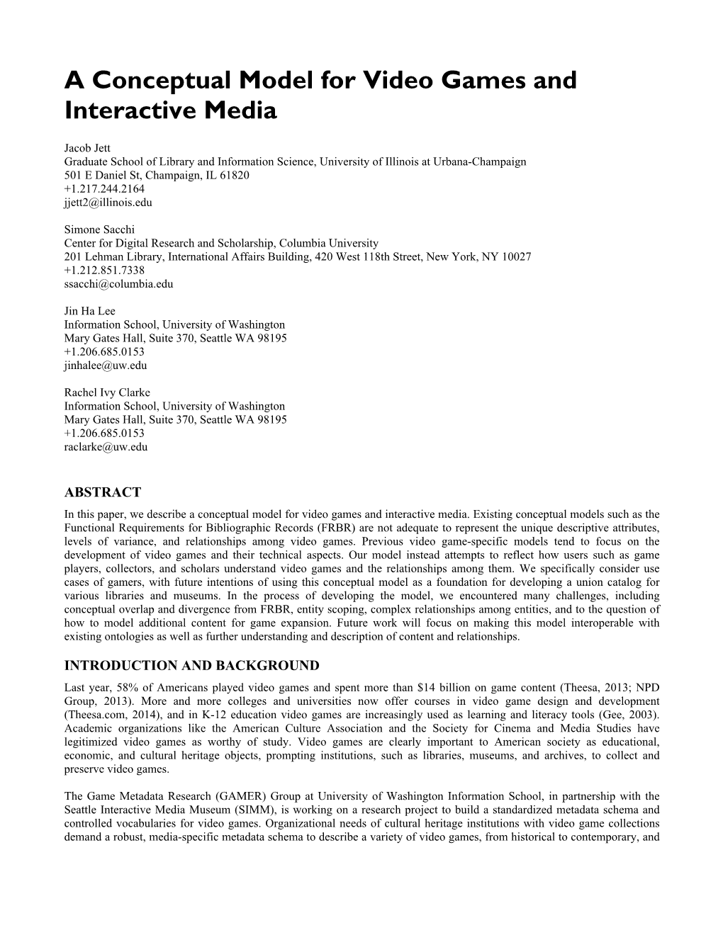 A Conceptual Model for Video Games and Interactive Media