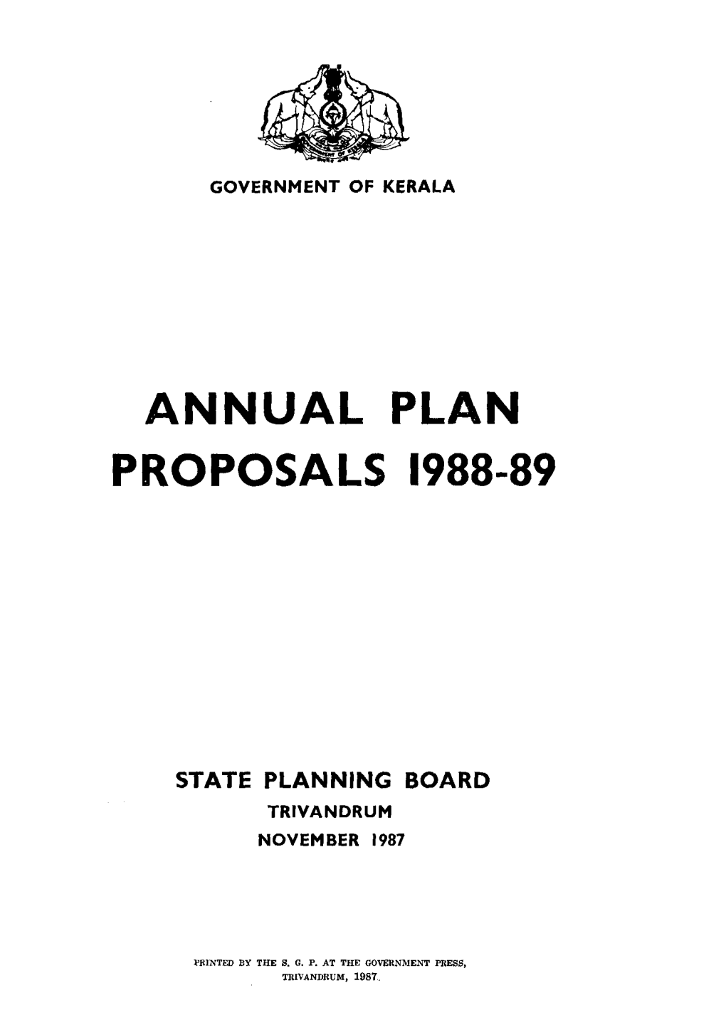 Annual Plan Proposals 1988-89