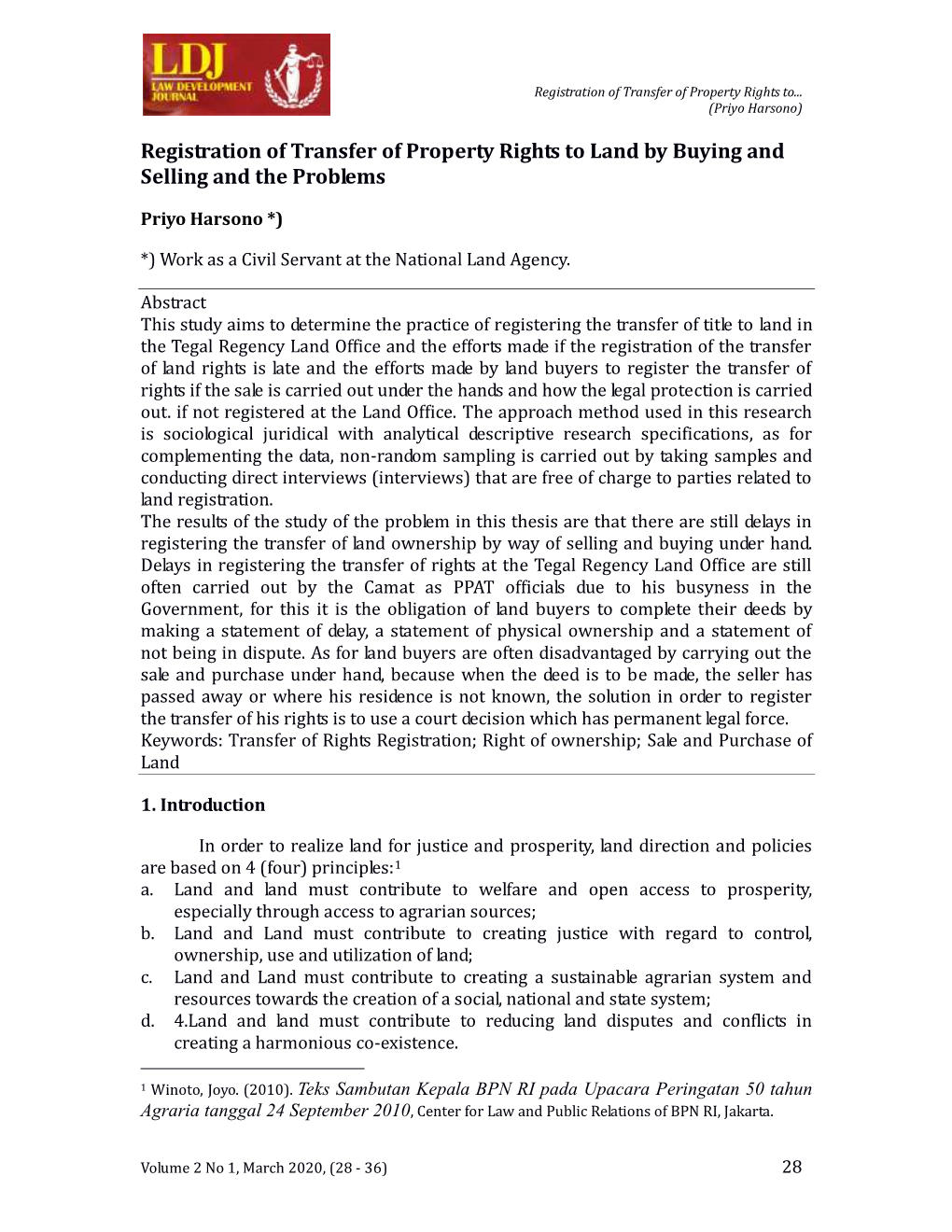 Registration of Transfer of Property Rights to Land by Buying and Selling and the Problems
