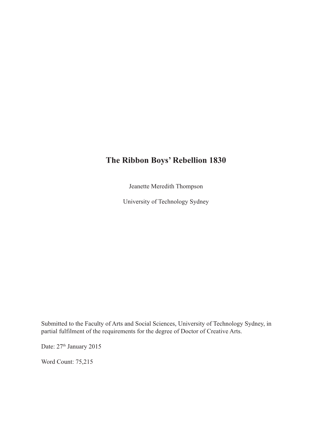 The Ribbon Boys' Rebellion 1830