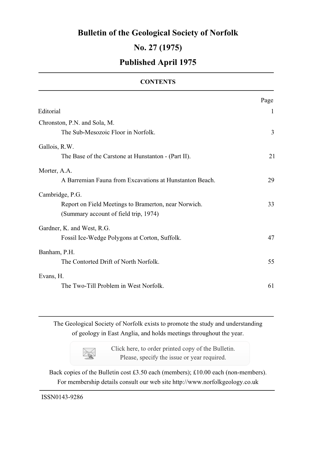 The Bulletin of the Geological Society of Norfolk