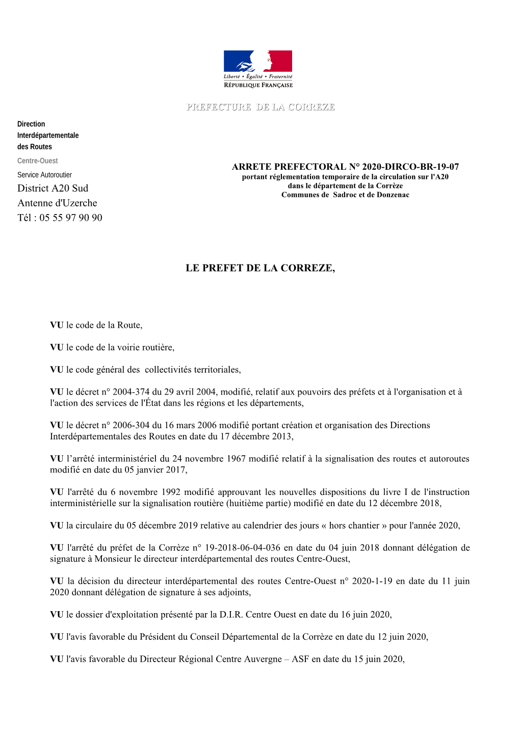 Arrete Purge 47 A20 Brive 2020