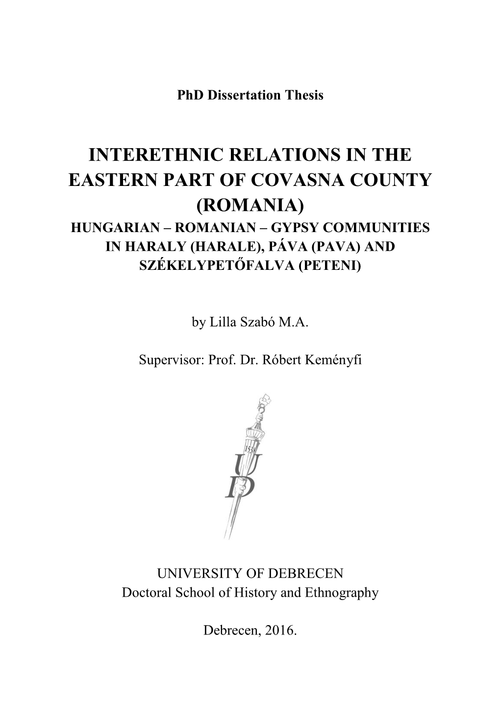 Interethnic Relations in the Eastern Part Of