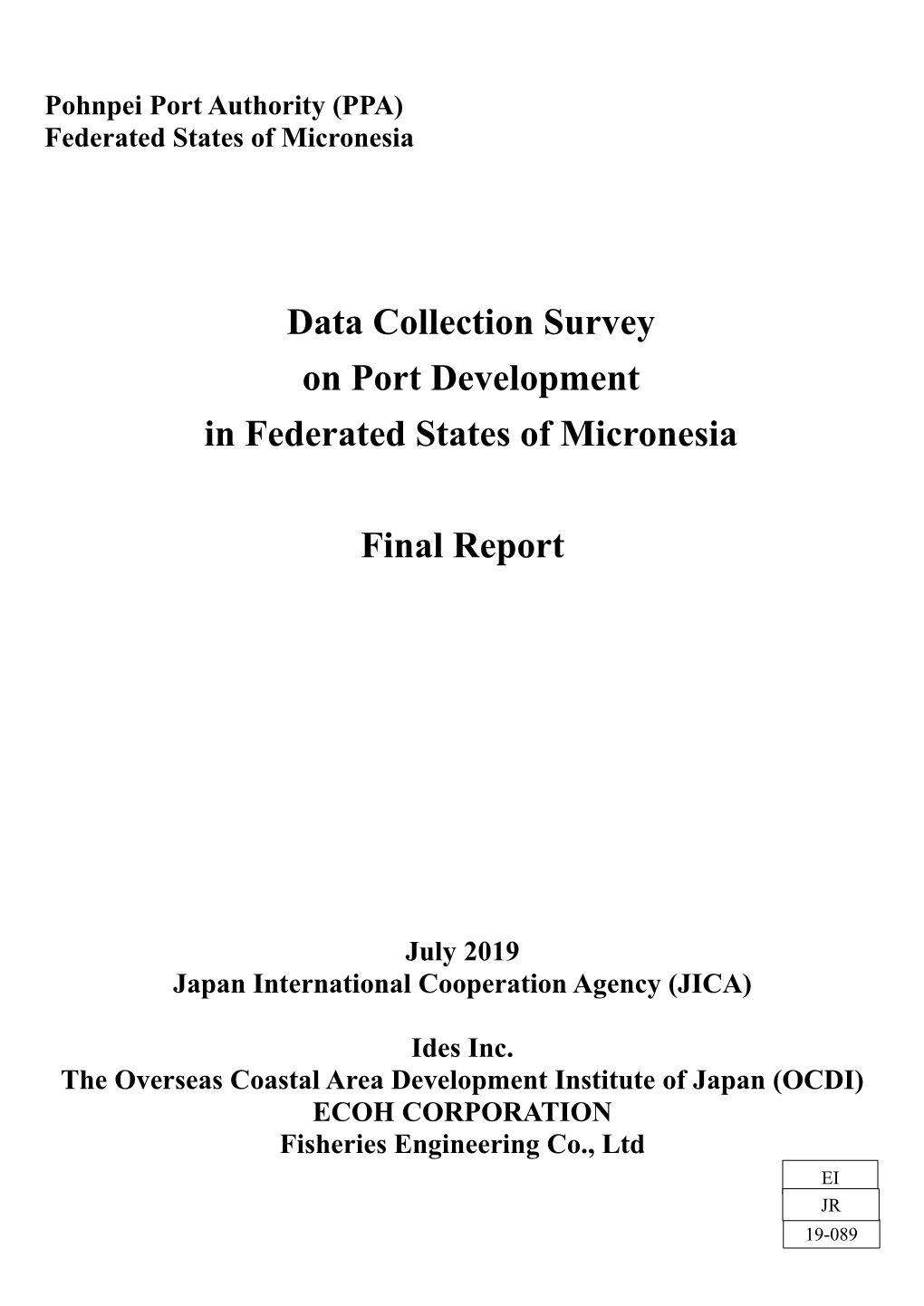 Data Collection Survey on Port Development in Federated States of Micronesia