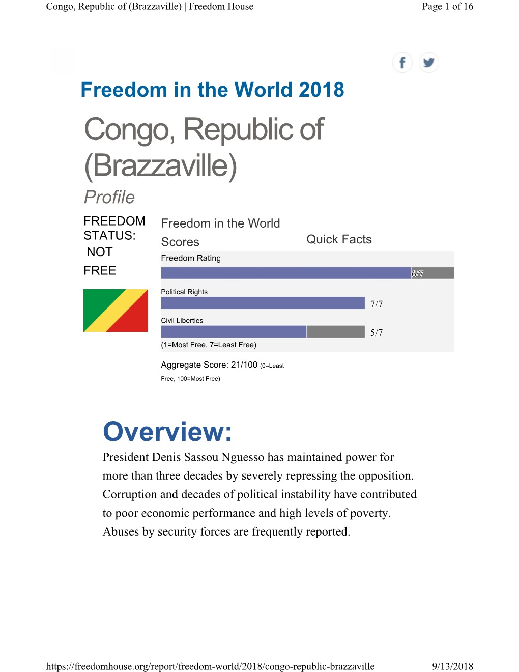 Congo, Republic of (Brazzaville) | Freedom House Page 1 of 16