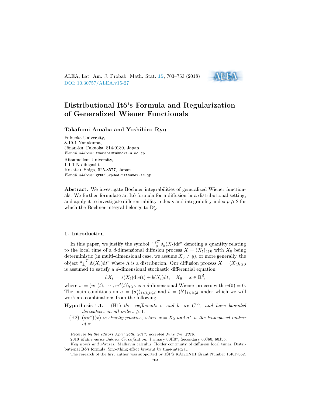 Distributional Itô's Formula and Regularization of Generalized