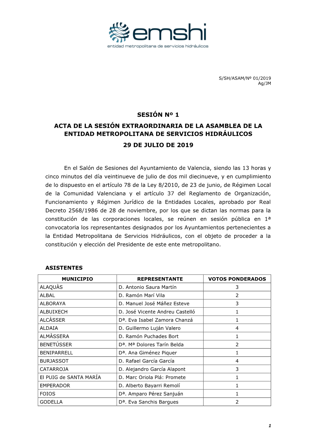 Acta De La Asamblea Constitutiva Del 29 De Julio De 2019