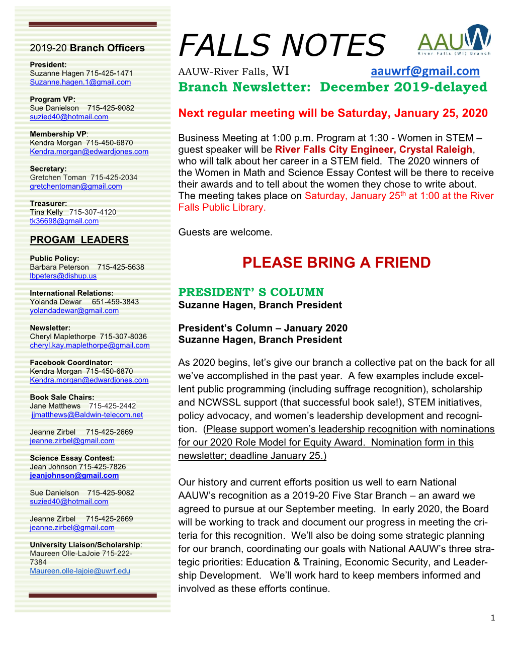 2019 December AAUW Newsletter Template