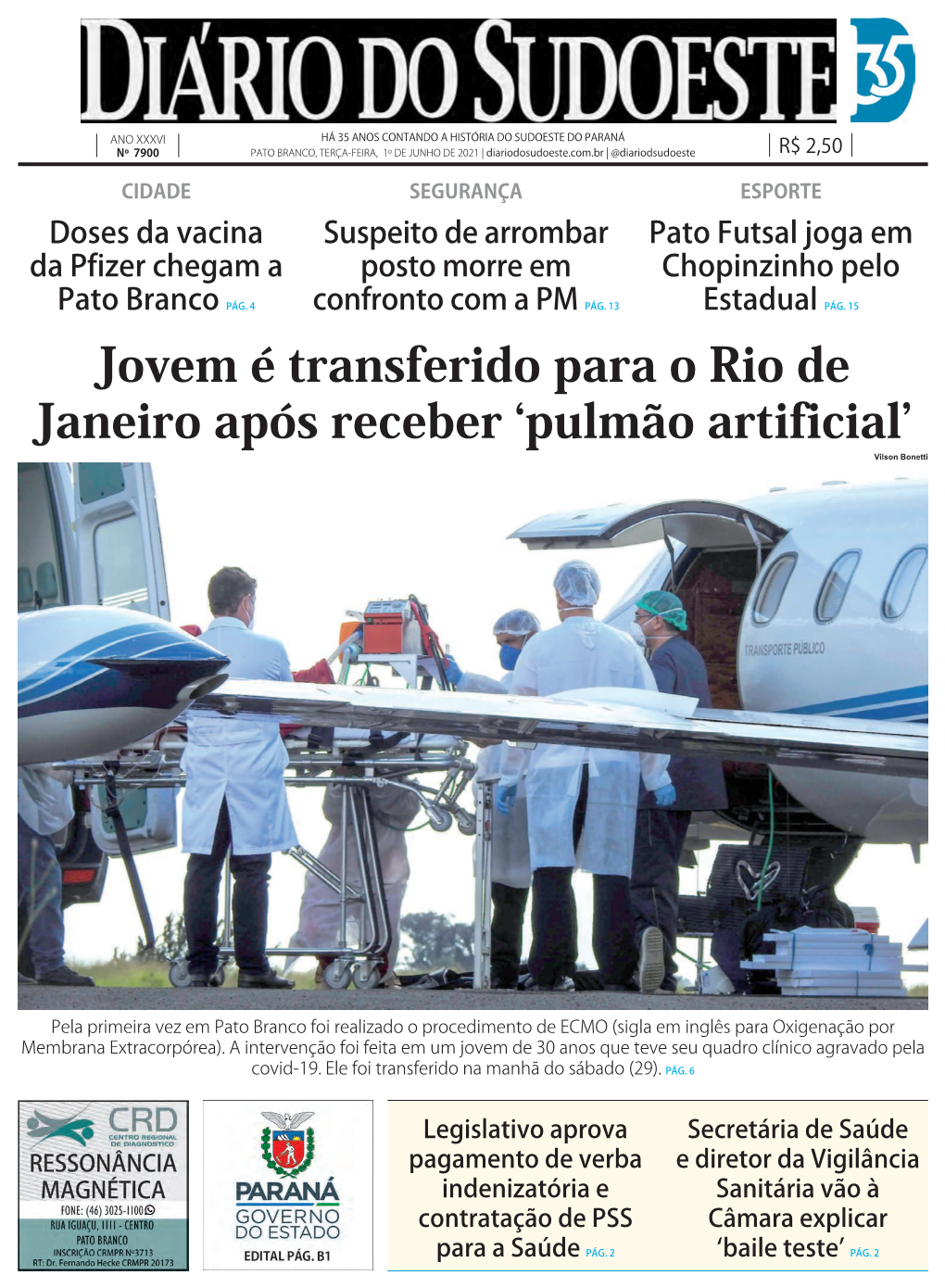Jovem É Transferido Para O Rio De Janeiro Após Receber Pulmão Artificial