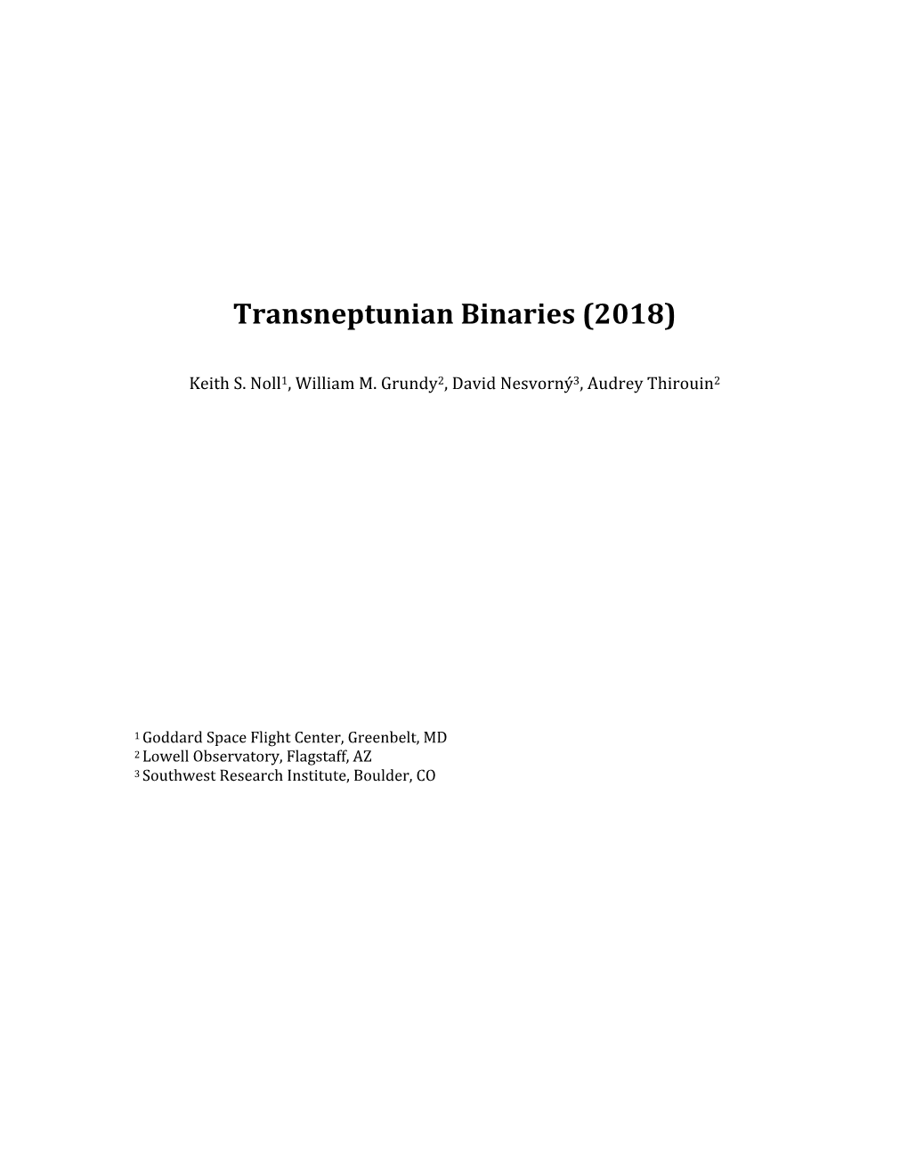 Transneptunian Binaries (2018)